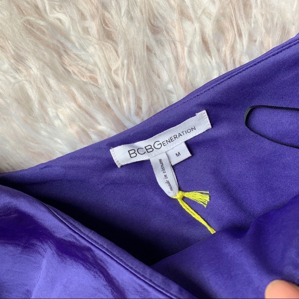 BCBGeneration Shoulder Ruffle Purple Dress - Picture 3 of 5